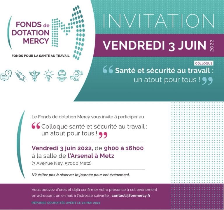 Colloque 3 juin : Santé – sécurité au travail : un atout pour tous !