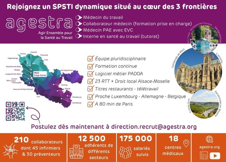 AGESTRA recrute des médecins du travail ou collaborateurs médecins